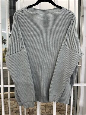 Light Gray Rib Knit Crewneck Sweater
